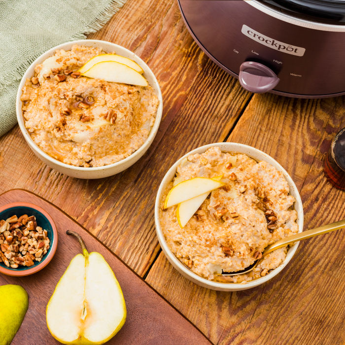 Pear and Maple Walnut SteelCut Oats Slow Cooker Recipe